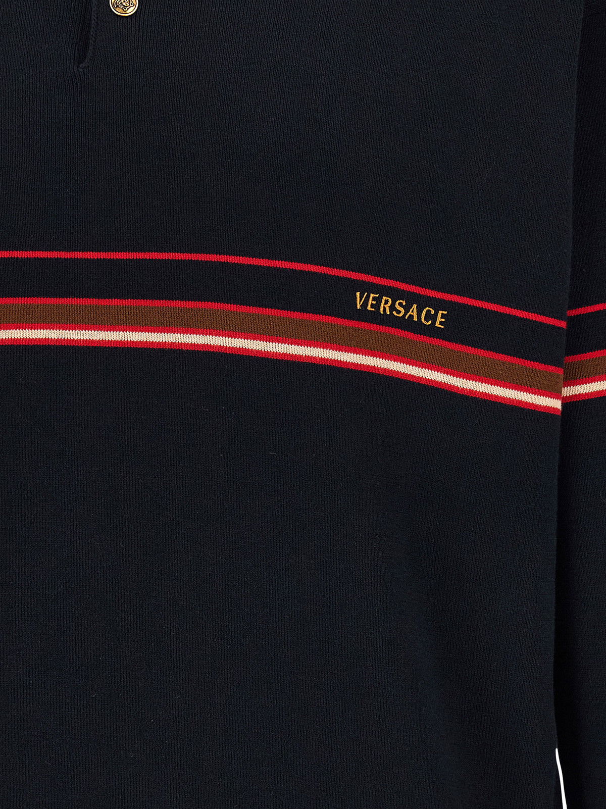 Versace Inlaid Striped Polo Shirt