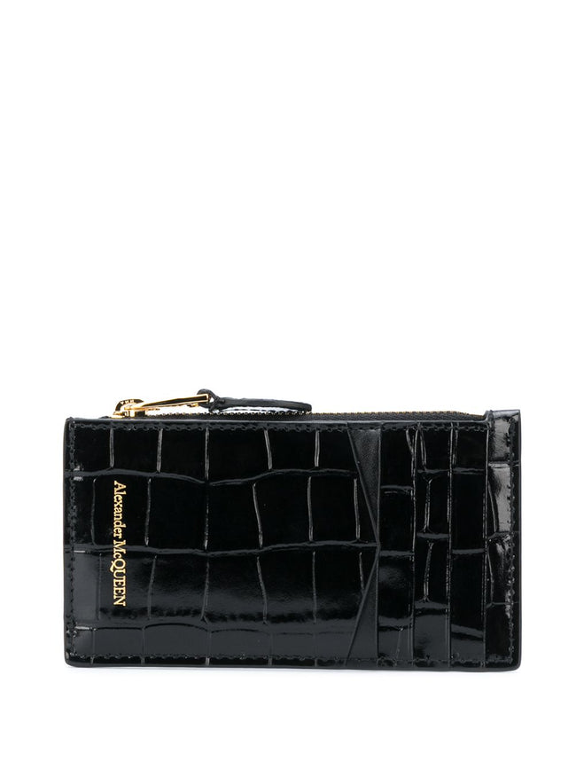 Alexander McQueen Skull zipped leather card case