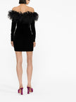 Alessandra Rich Feather detail velvet short dress