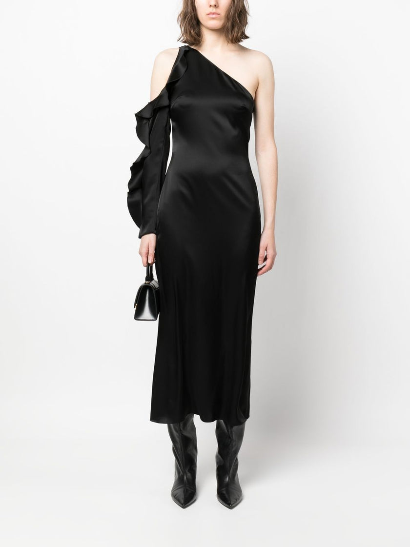 David Koma Ruffle detail one shoulder midi dress