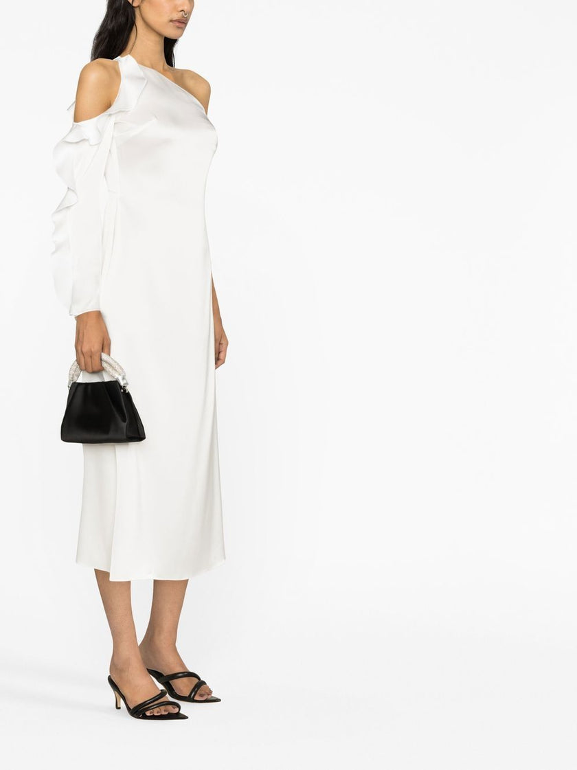 David Koma Ruffle detail one shoulder midi dress