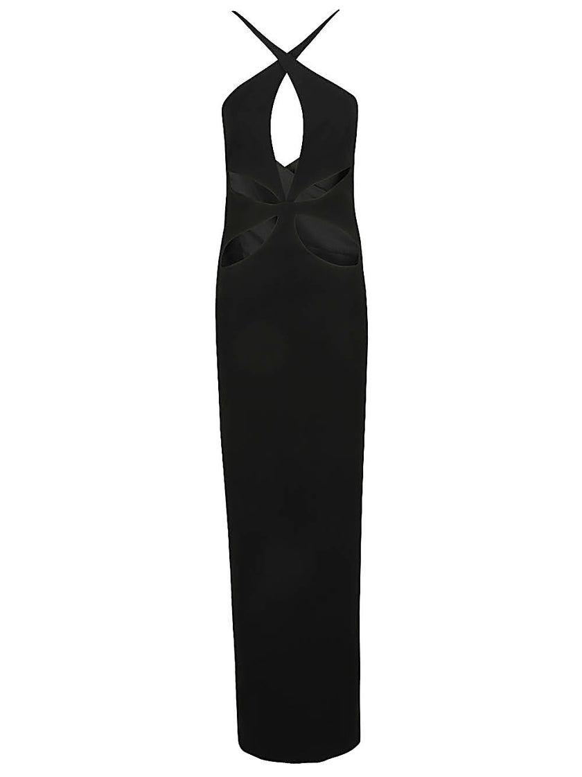 Monot Pre Cut-out detail silk crepe long dress