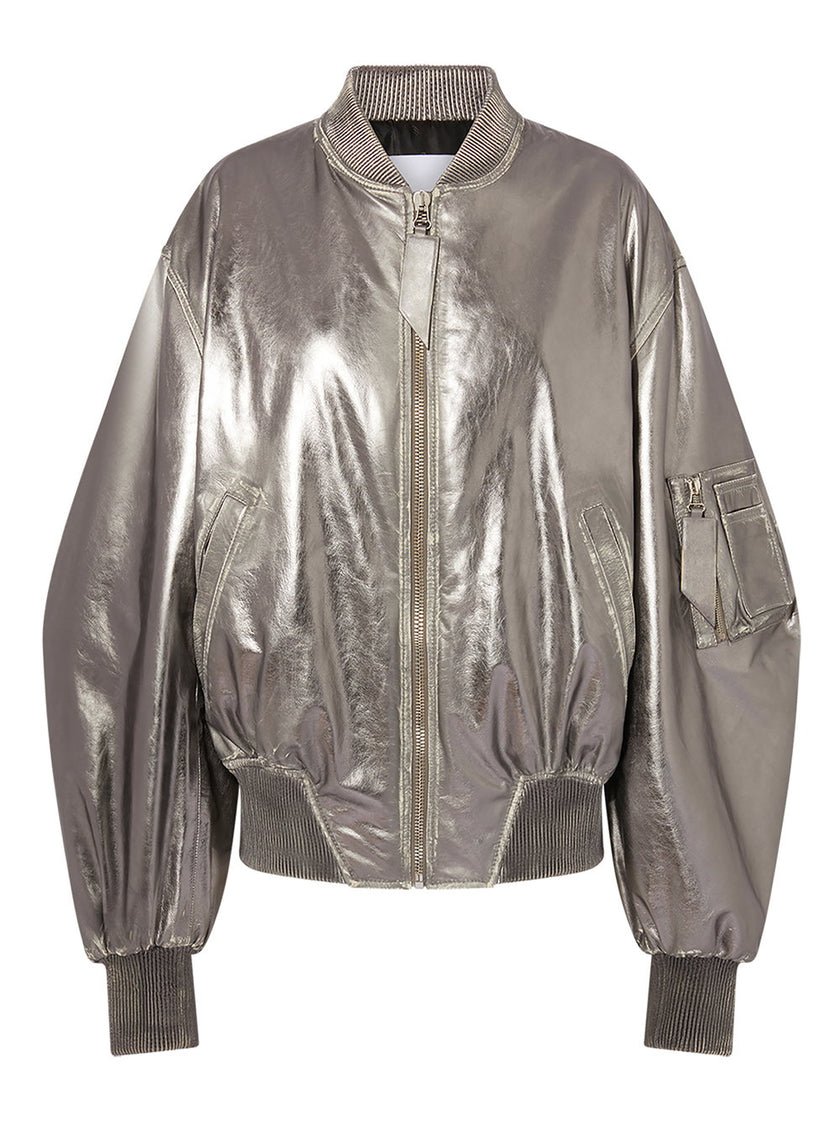 The Attico Mirrored leather bomber jacket - Runway