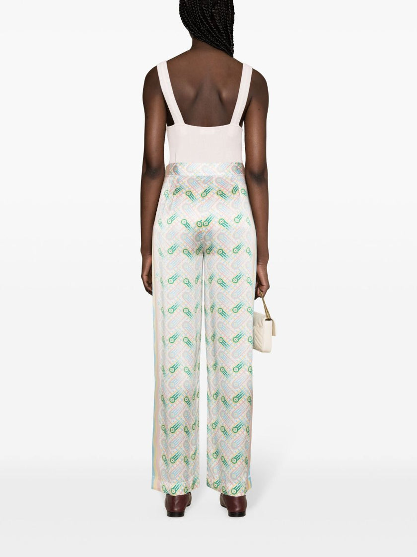 Casablanca Printed silk straight leg trousers