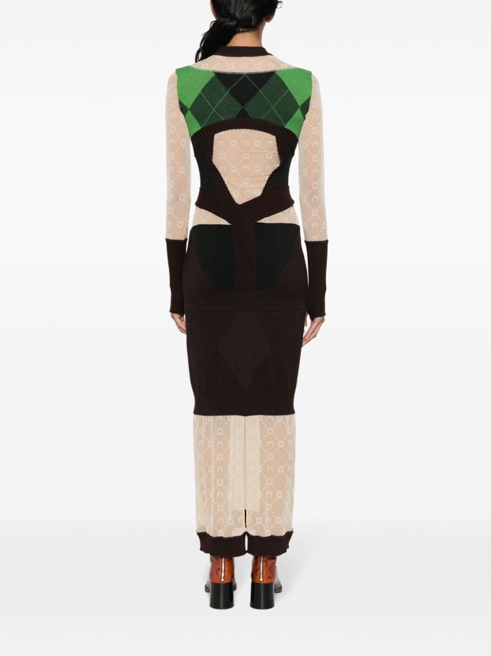 Marine Serre Regenerated lozenge-knit midi dress