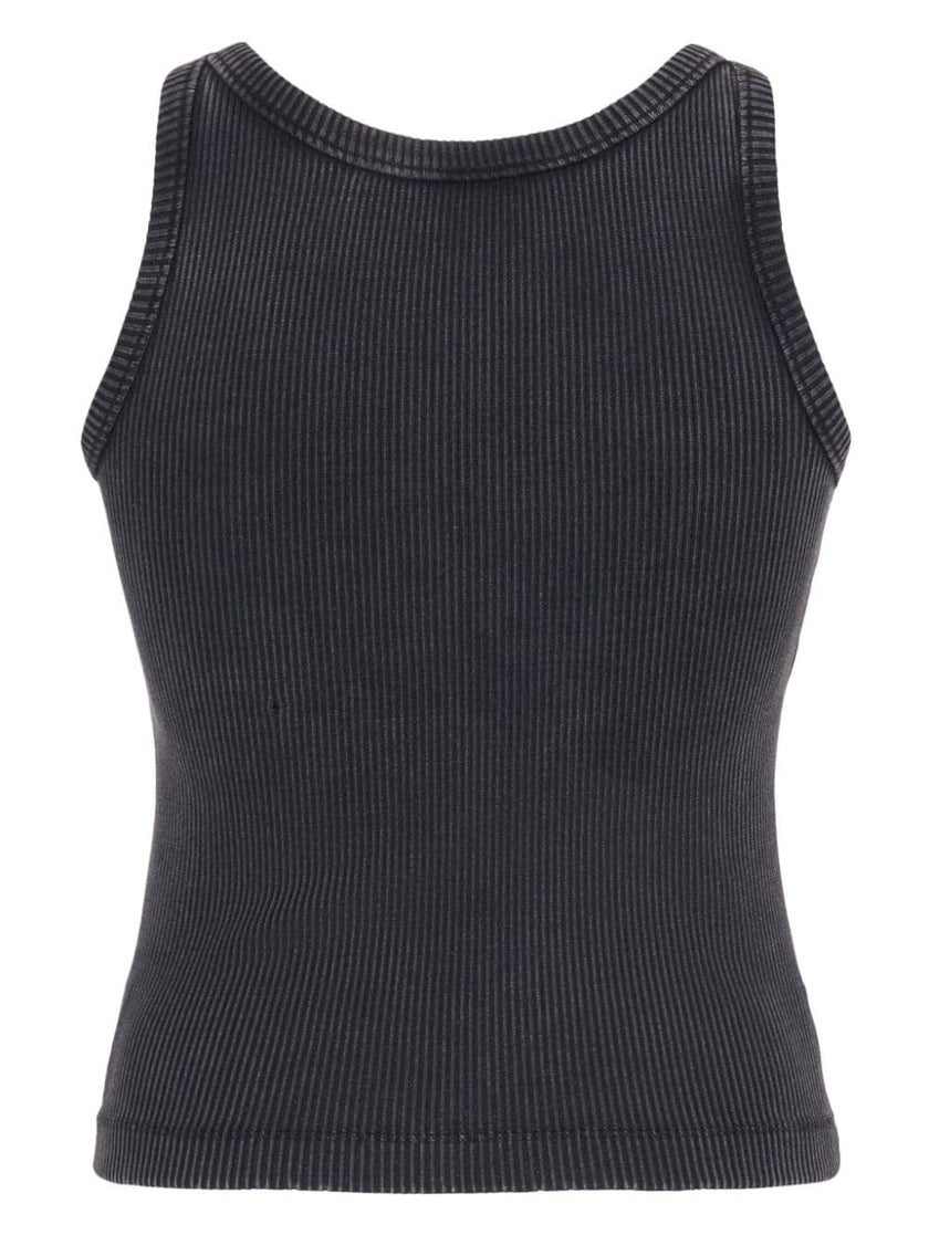 Alessandra Rich Logo ribbed cotton tank top