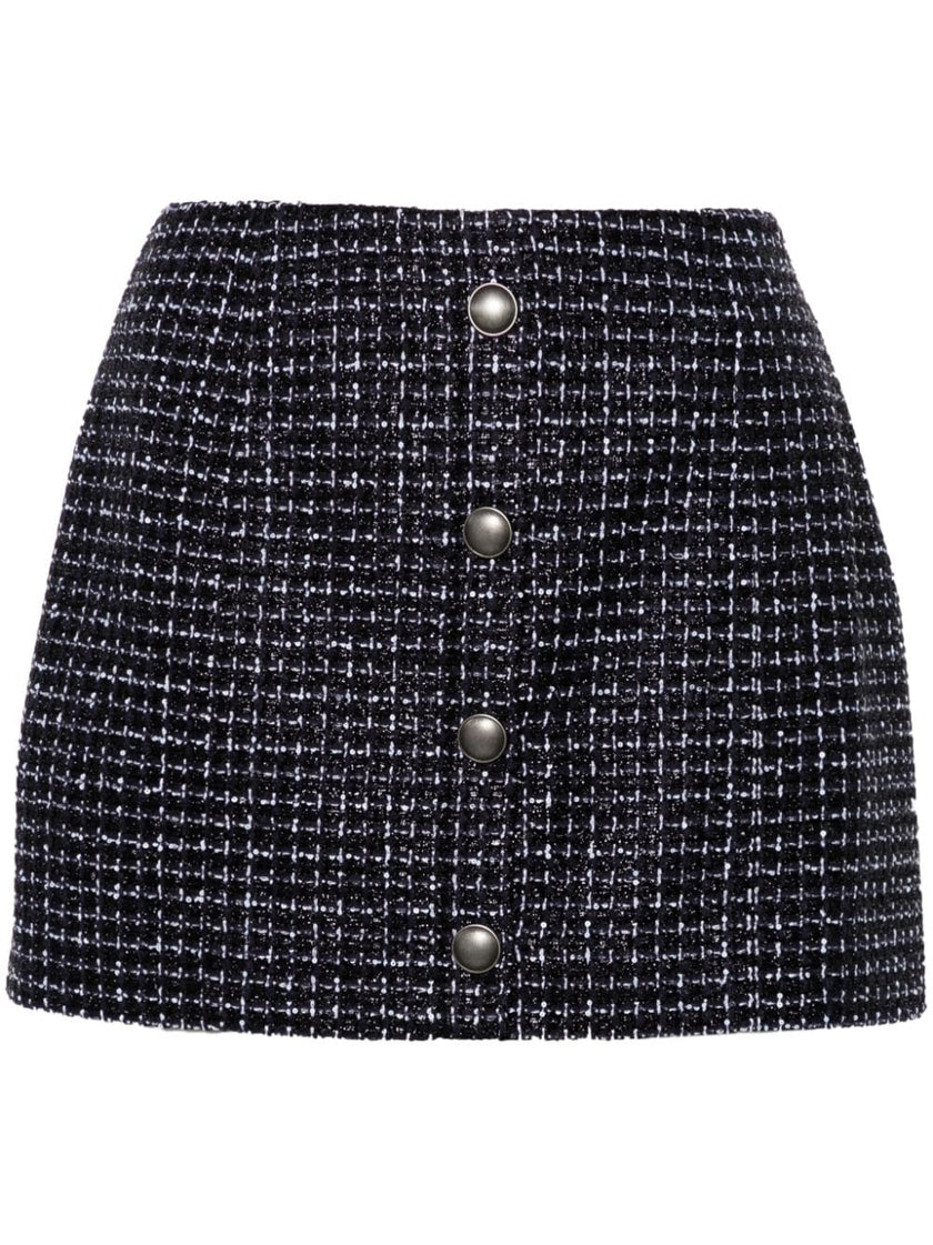 Alessandra Rich Sequin checked tweed mini skirt