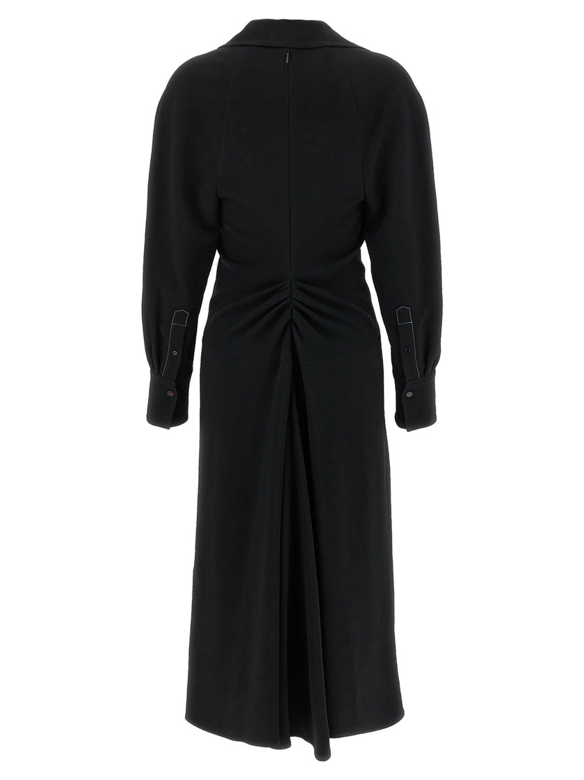 Victoria Beckham Long Sleeve Polo Collar Midi Dress