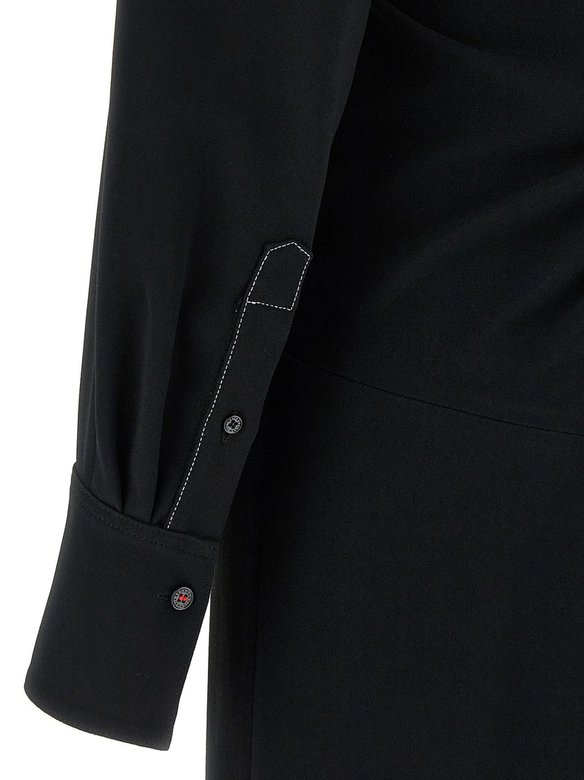 Victoria Beckham Long Sleeve Polo Collar Midi Dress