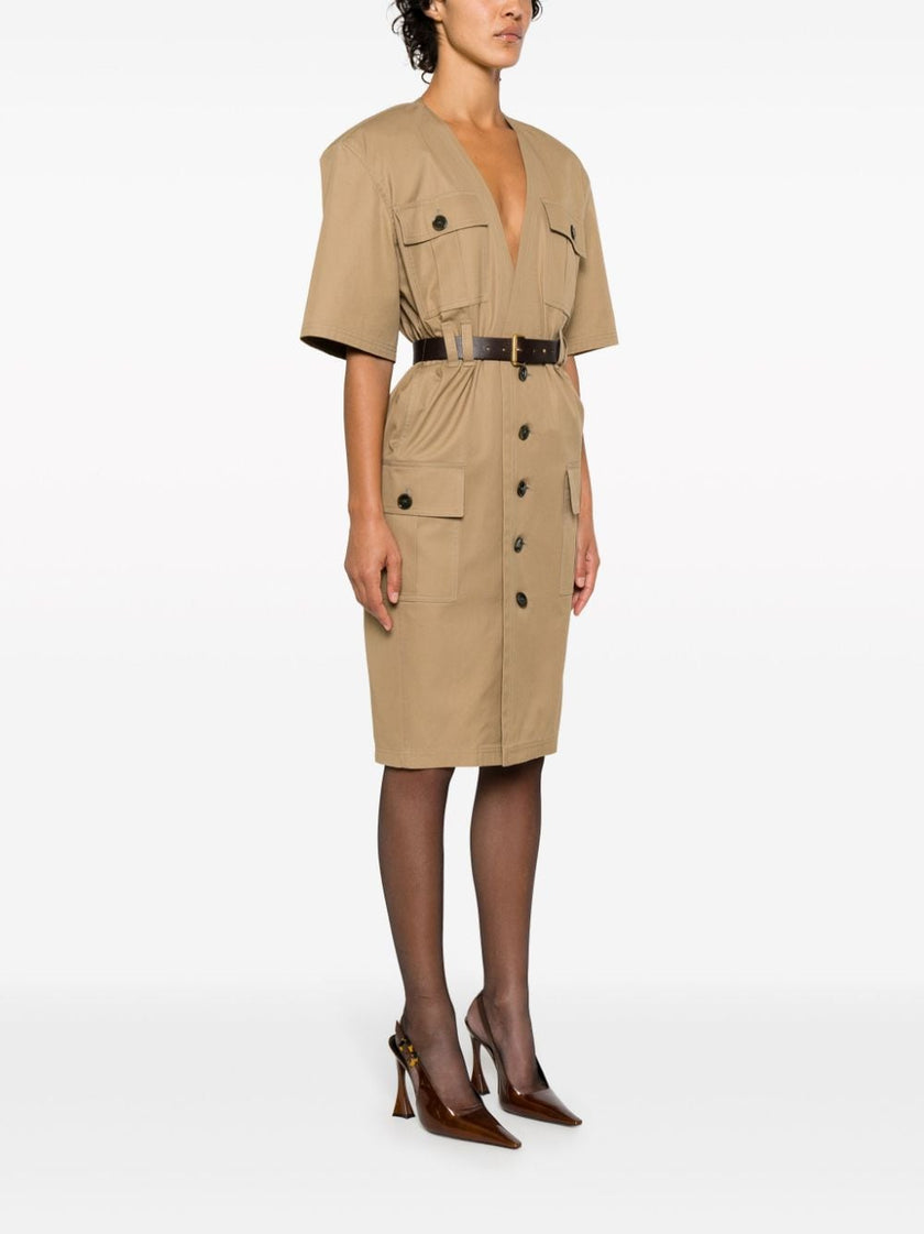 Saint Laurent Cotton twill midi dress