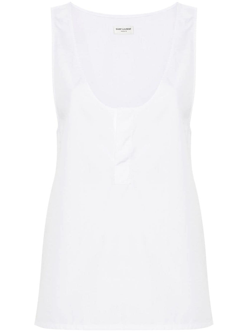 Saint Laurent semi-sheer Henley Tank Top