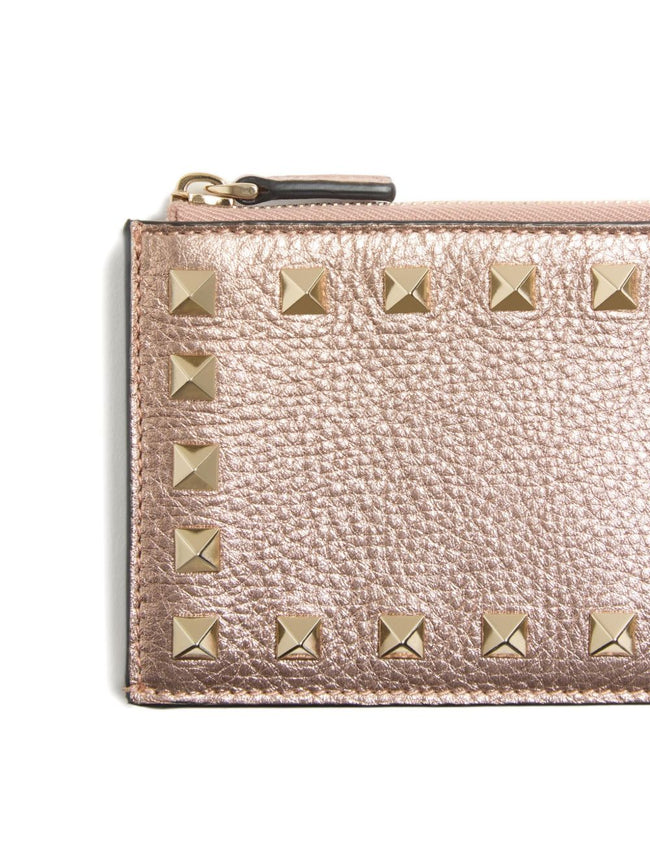 Valentino Garavani-Rockstud grainy card holder