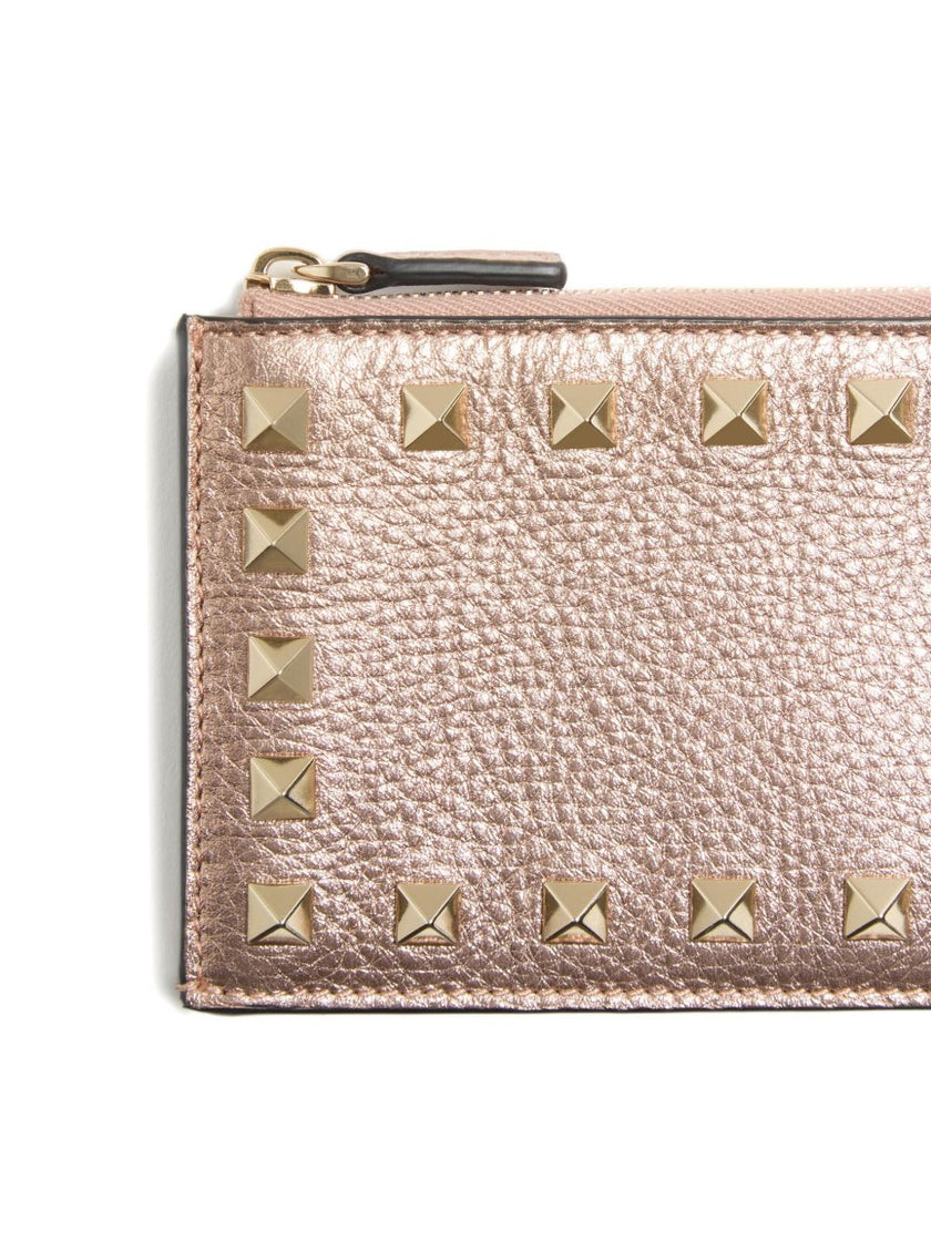 Valentino Garavani-Rockstud grainy card holder