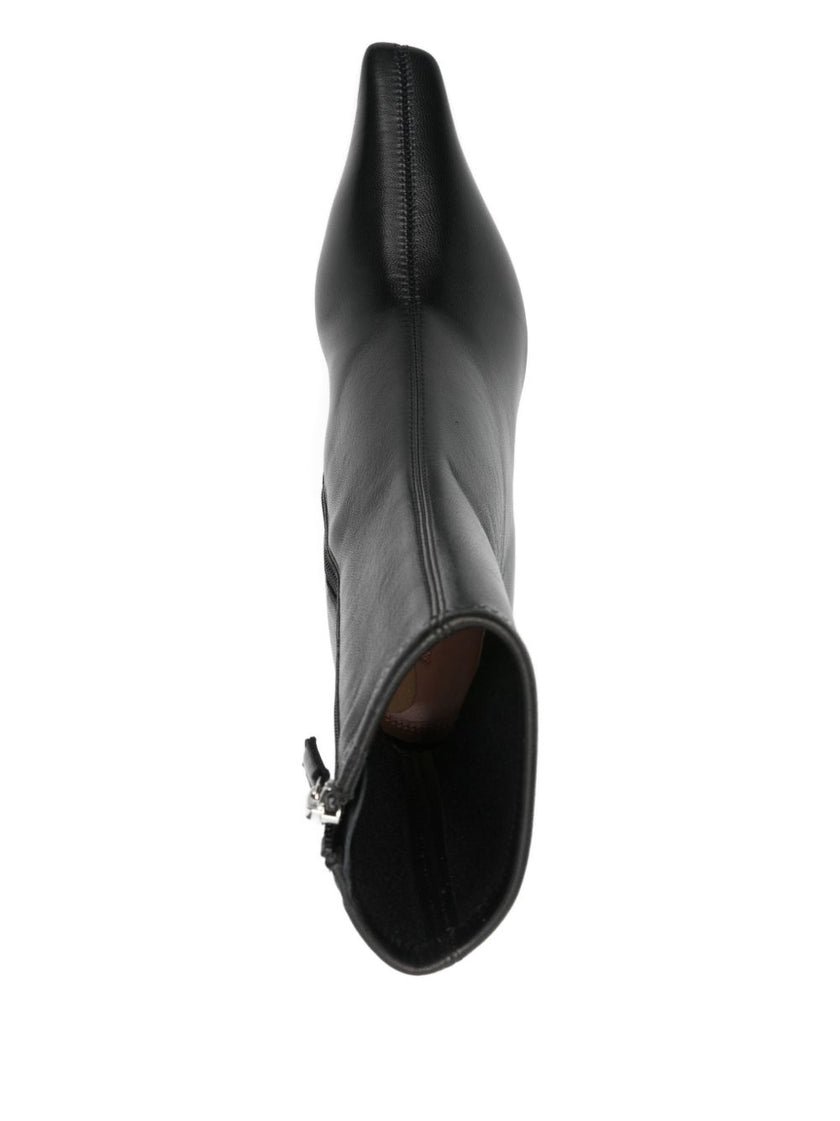 Amina Muaddi Jamie Stretch Bootie 80 Black Stretch Nappa
