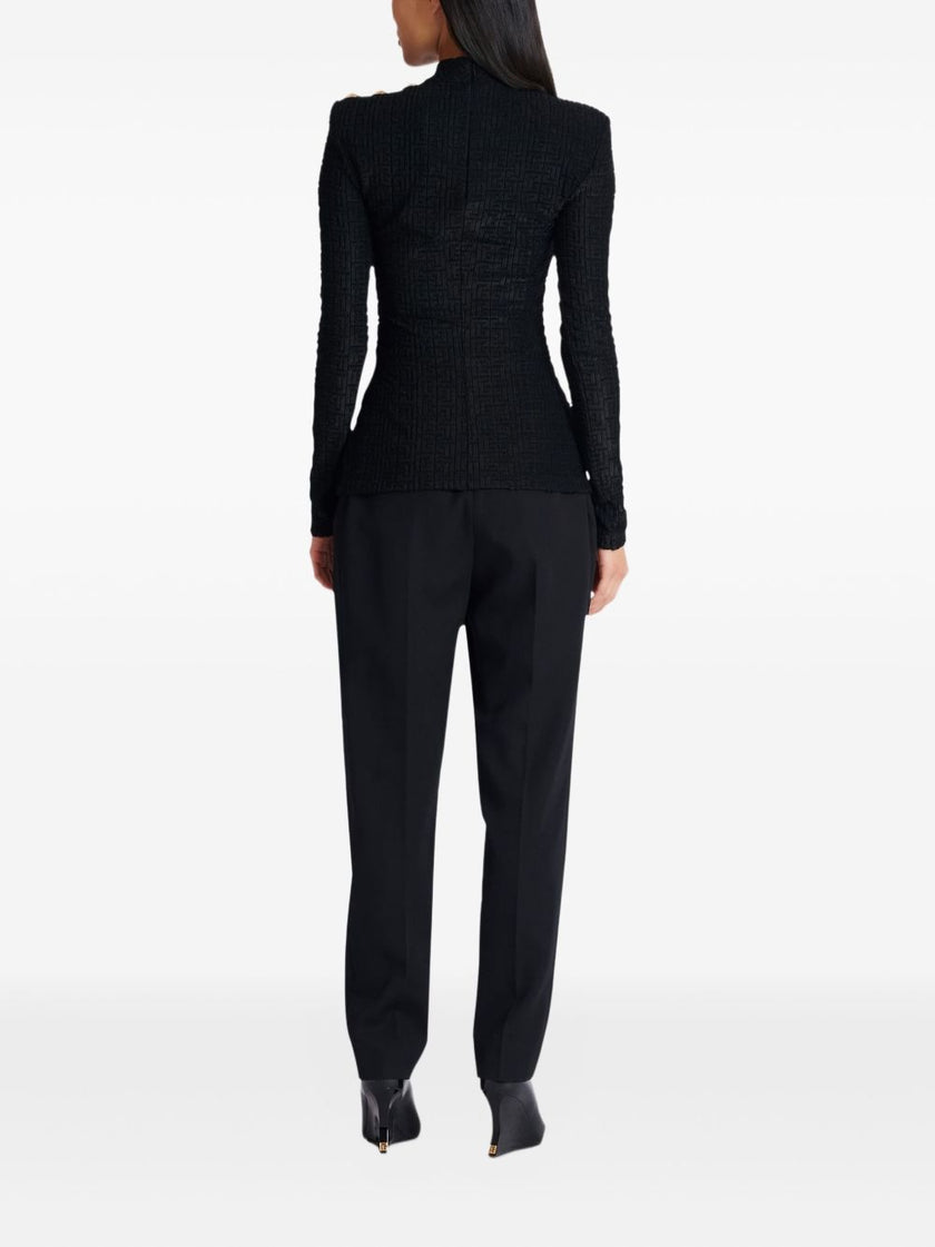 Balmain monogram high-neck top