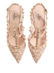 Valentino Garavani Rockstud Lace Pump With Straps 100Mm