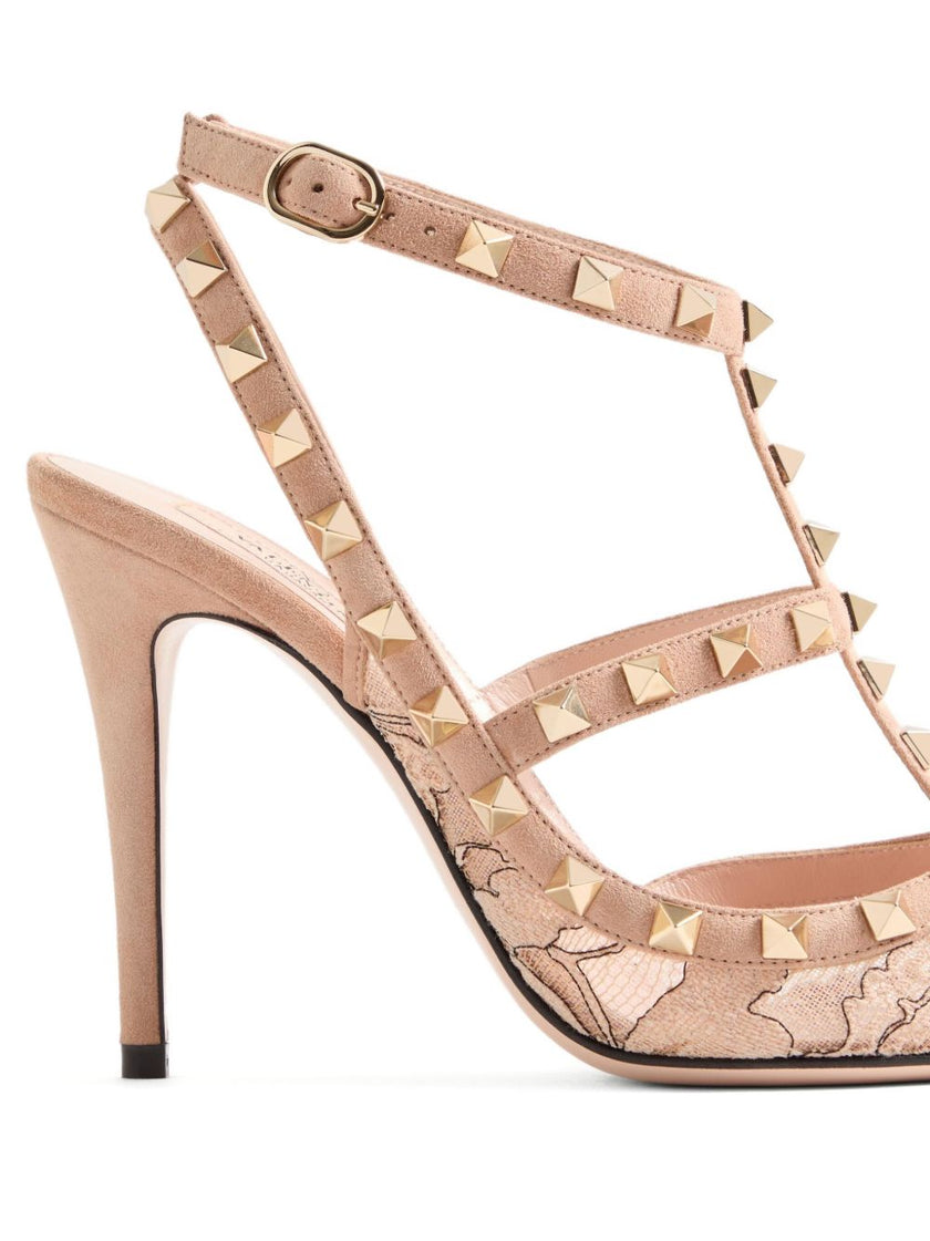 Valentino Garavani Rockstud Lace Pump With Straps 100Mm
