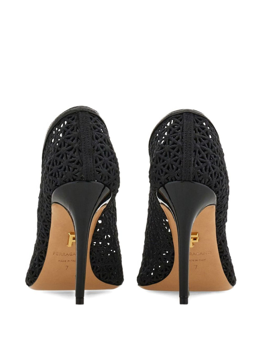 Ferragamo 90mm macramé pumps