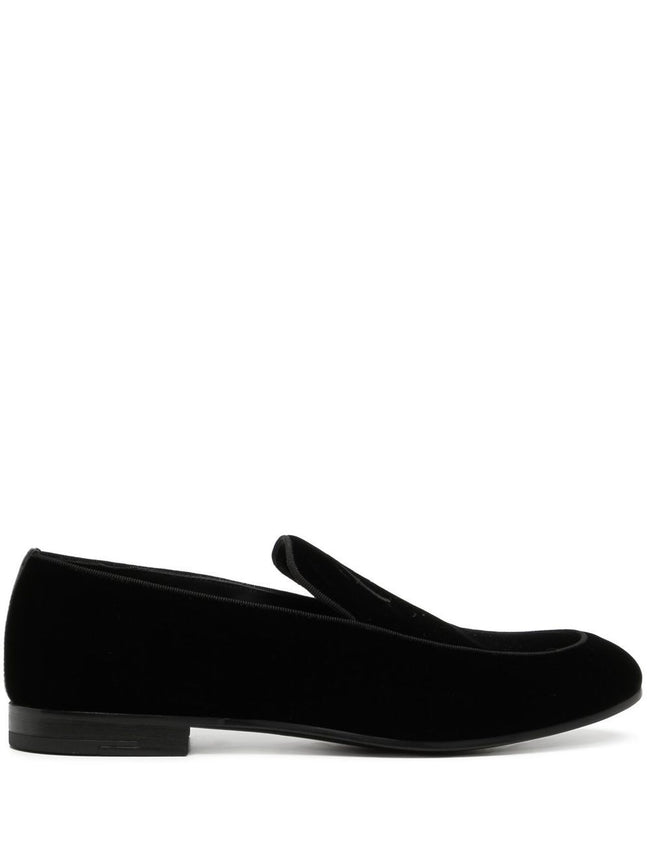 Giorgio Armani Embroidered logo velvet loafers