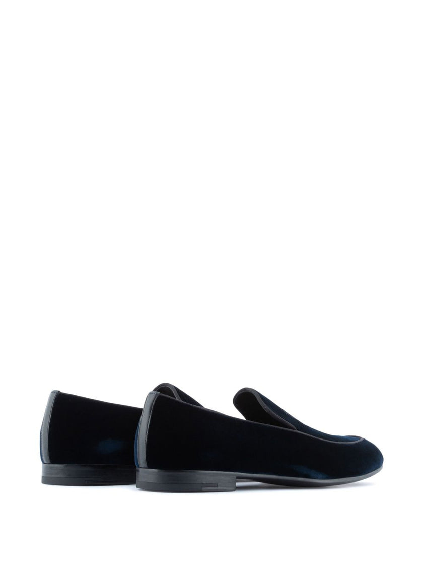 Giorgio Armani Embroidered logo velvet loafers