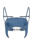 Marine Serre Denim bra top