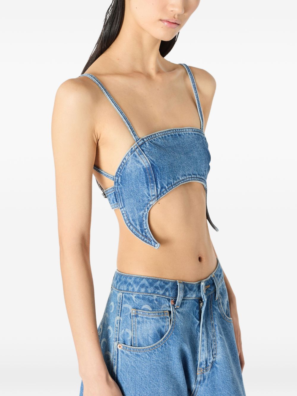 Marine Serre Denim bra top