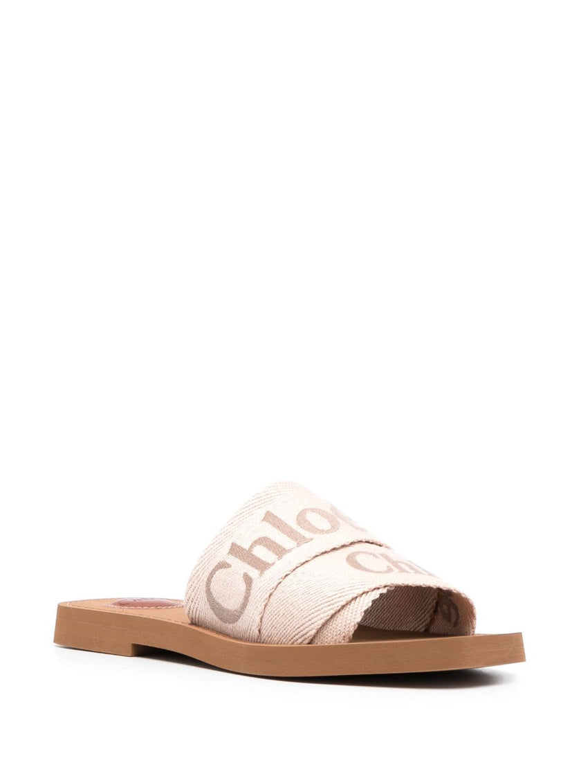 Chloé Chloe Woody Linen Flat Sandals