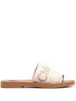 Chloé Chloe Woody Linen Flat Sandals