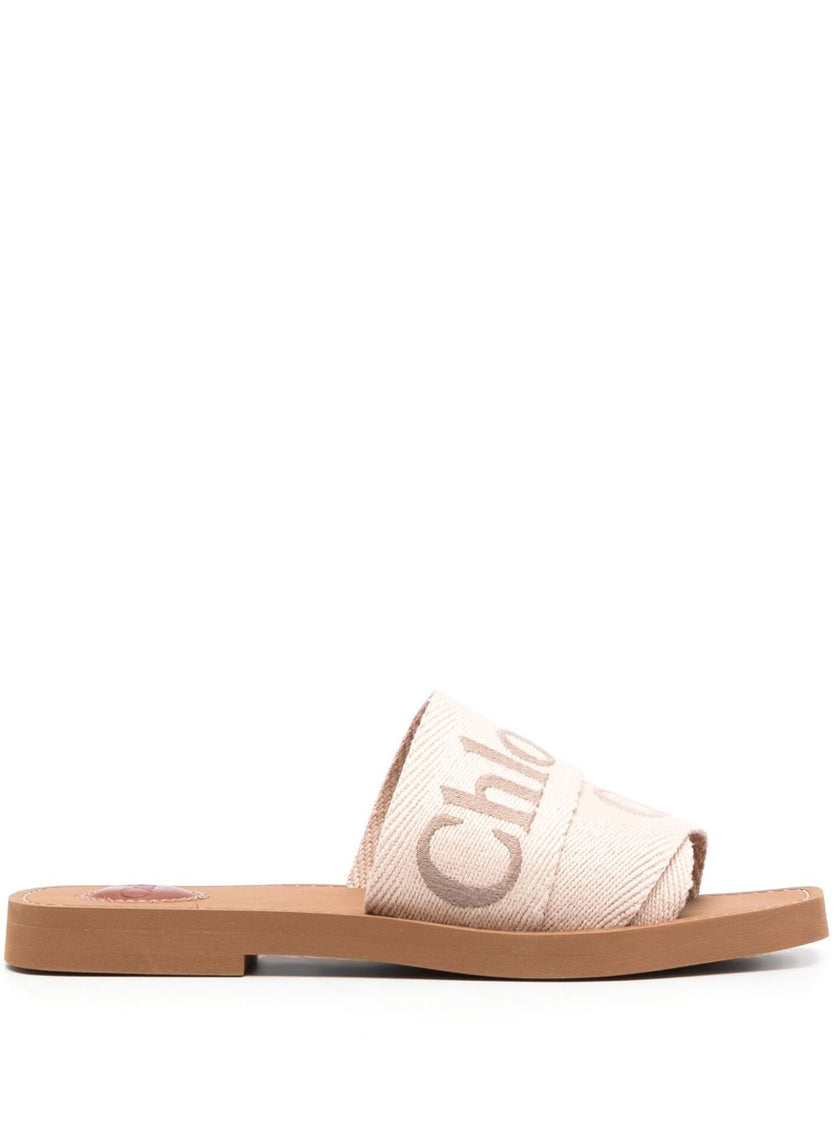 Chloé Chloe Woody Linen Flat Sandals