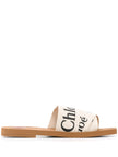 Chloé Chloe Woody Linen Flat Sandals