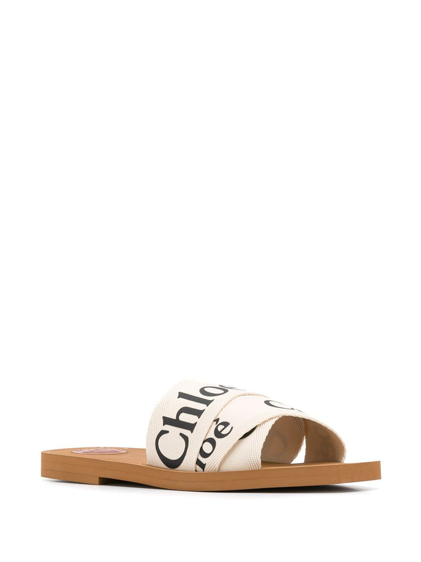 Chloé Chloe Woody Linen Flat Sandals