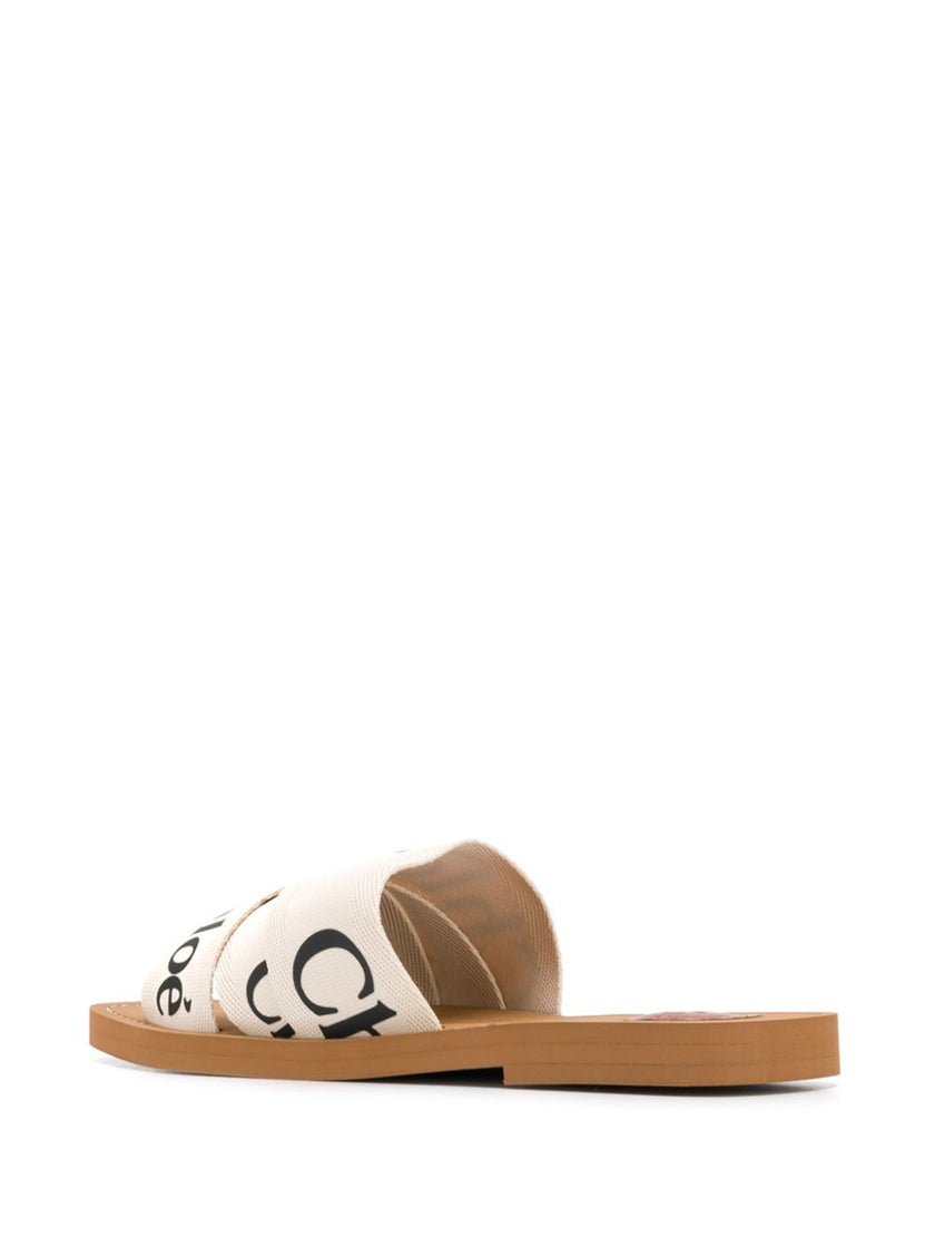 Chloé Chloe Woody Linen Flat Sandals