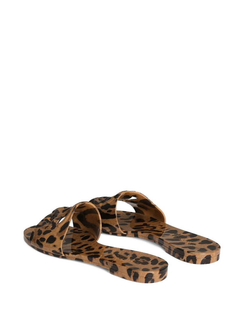 Dolce & Gabbana Leopard-Print Rubber Beachwear Slides