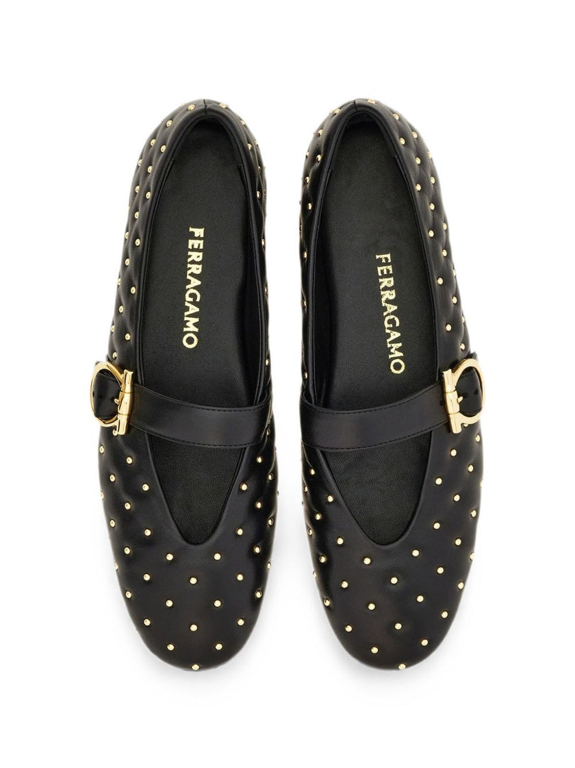 Ferragamo Leather Quilted Ballet Flats