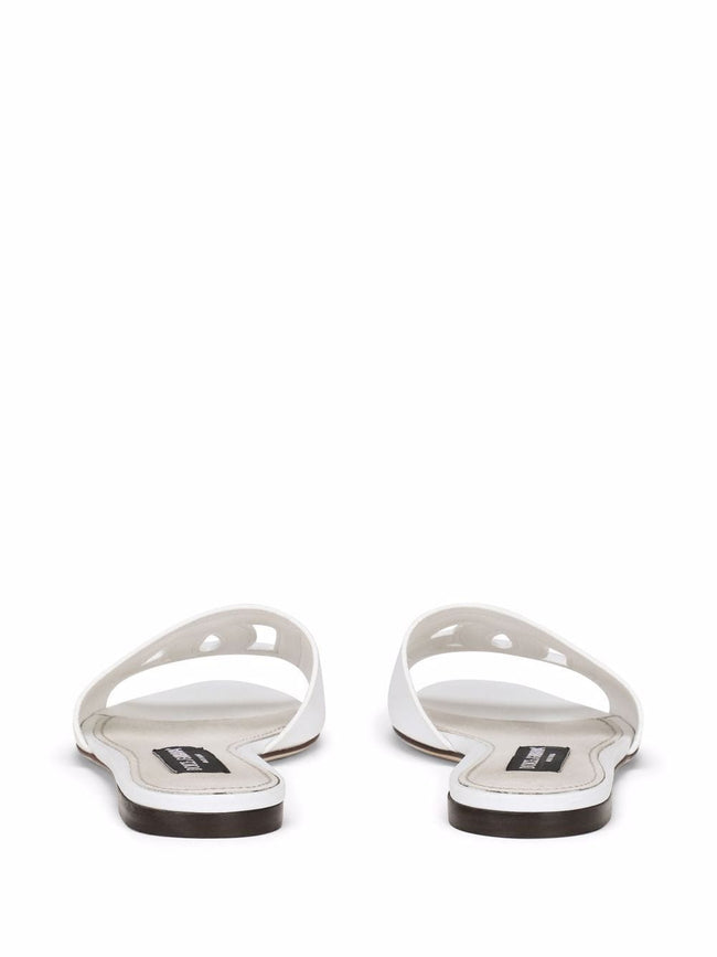 Dolce & Gabbana DG Logo Leather Flat Sandals