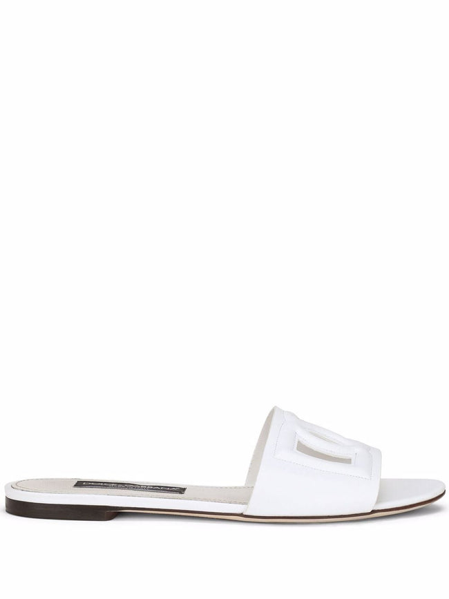 Dolce & Gabbana DG Logo Leather Flat Sandals