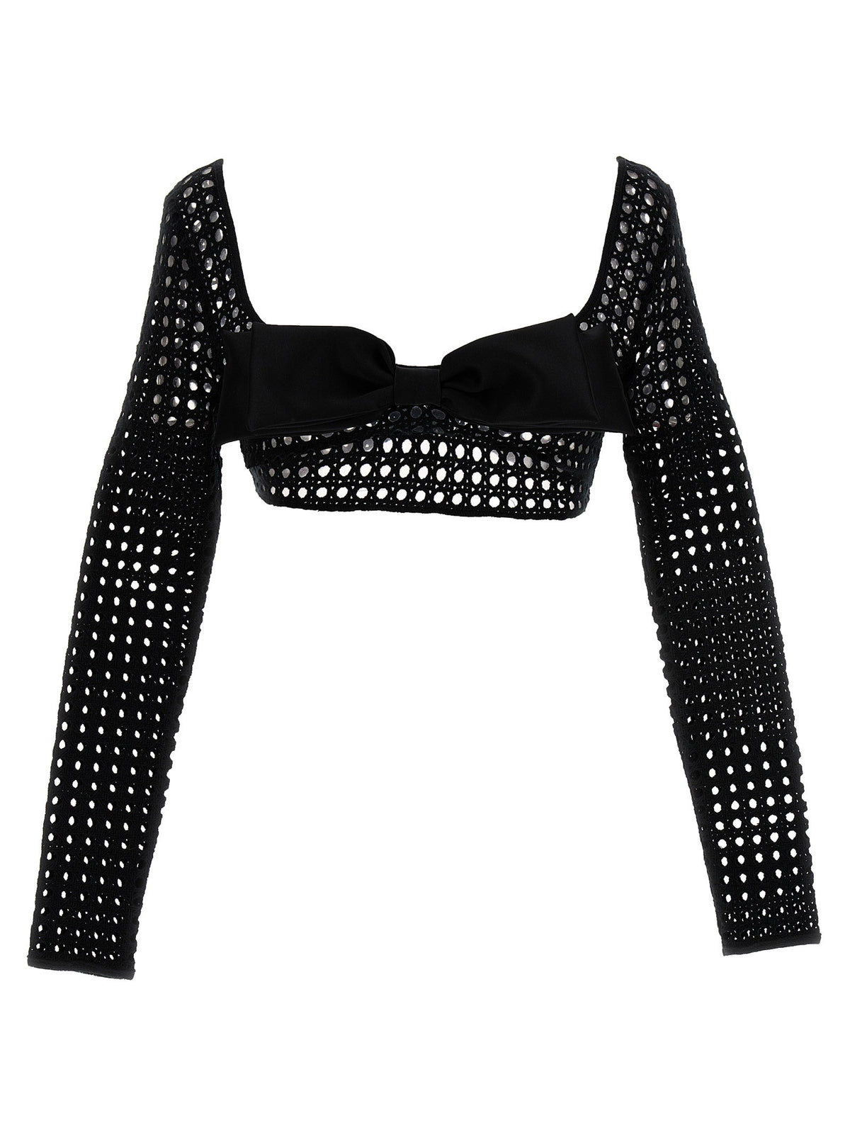 Giambattista Valli Cropped Macramé Bow Top