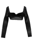 Giambattista Valli Cropped Macramé Bow Top