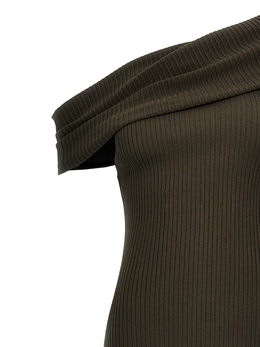 Courreges Twist Rib Knit Long Dress