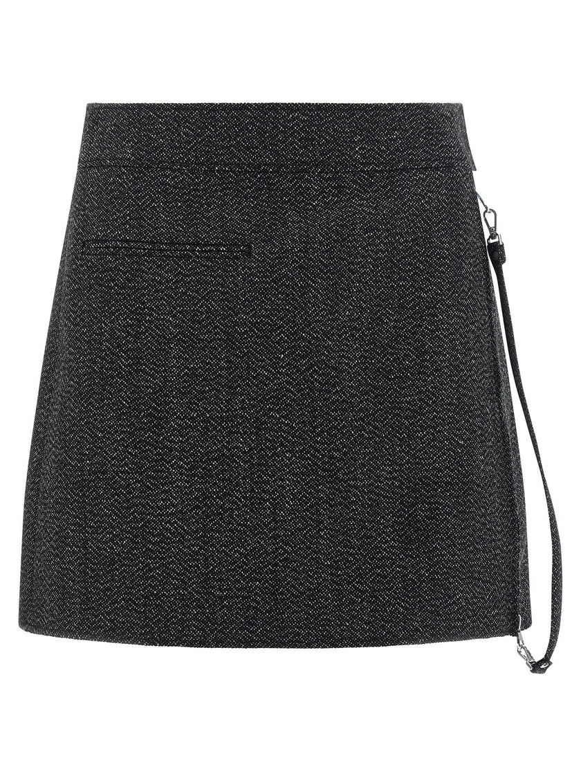 Courreges Zipped Caviar Mini Skirt