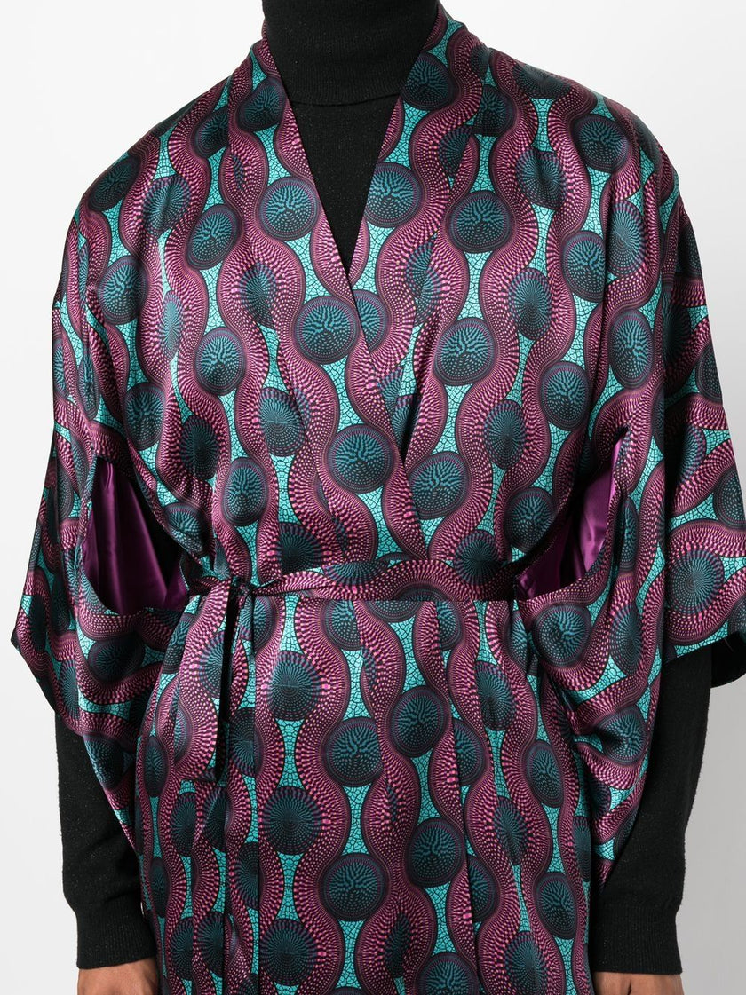 Ozwald Boateng Printed silk kimono dress