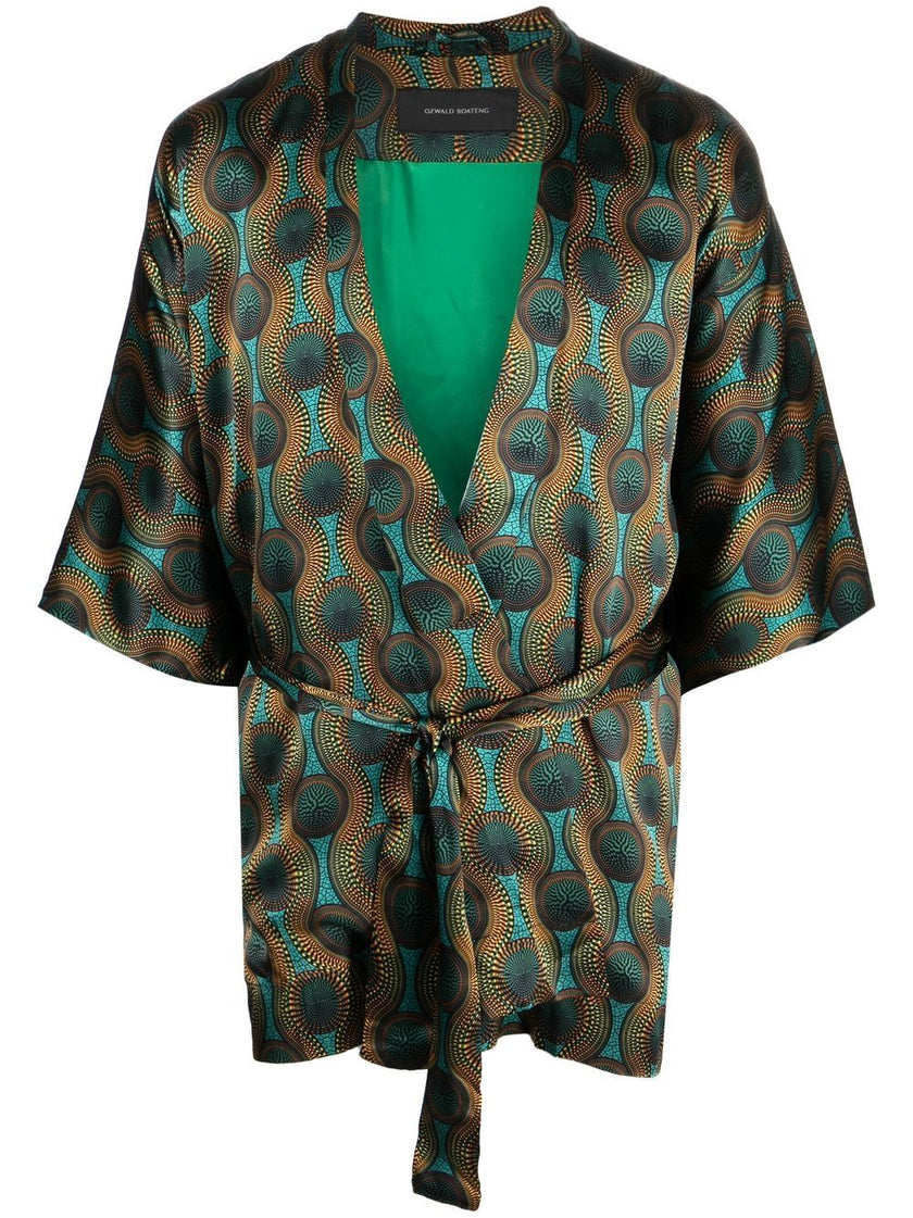 Ozwald Boateng Printed silk short kimono