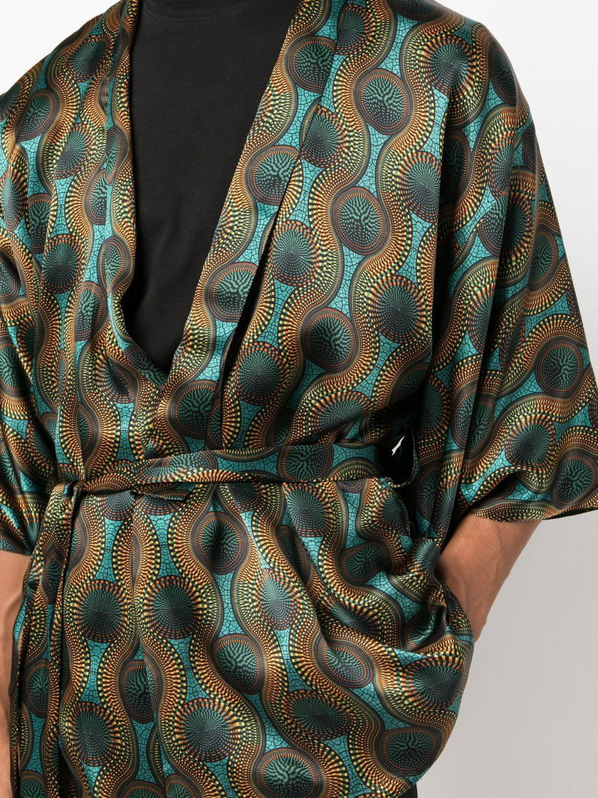 Ozwald Boateng Printed silk short kimono