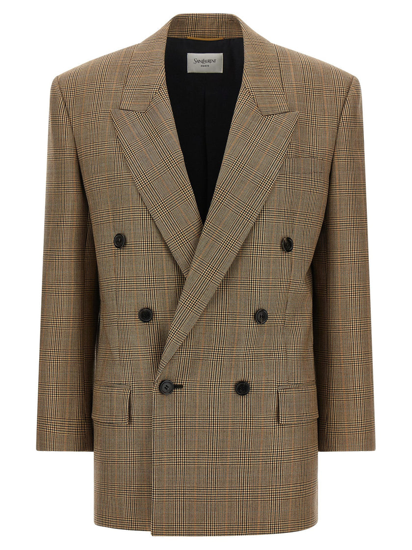 Saint Laurent Prince Of Wales Houndstooth Blazer