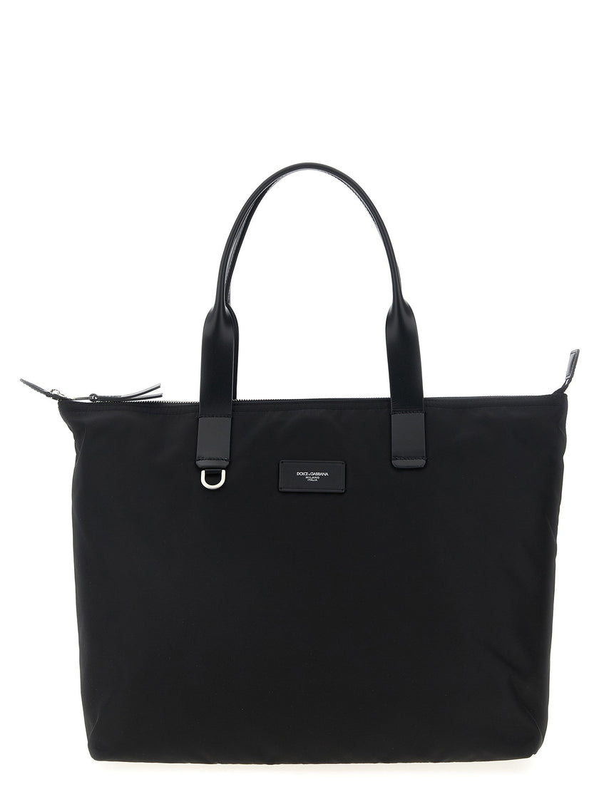 Dolce & Gabbana Media Logo Patch Shopping Bag