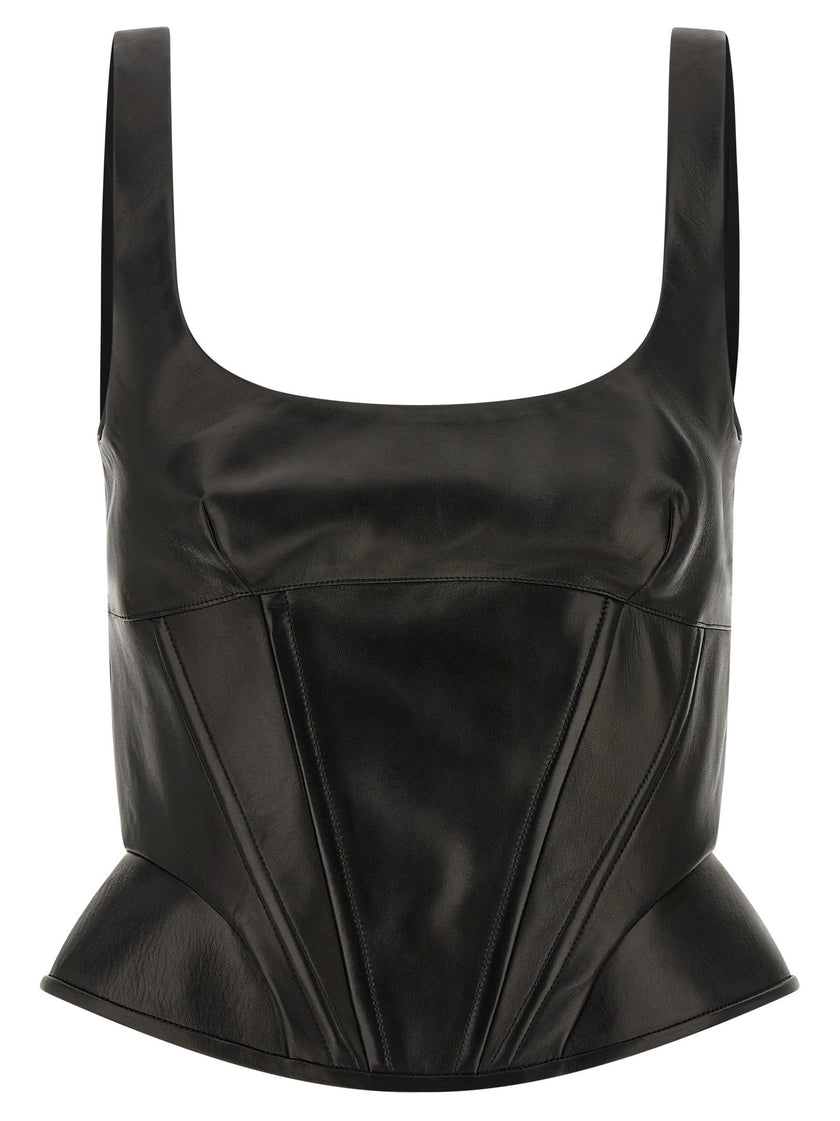 Ermanno Scervino Peplos Leather Top