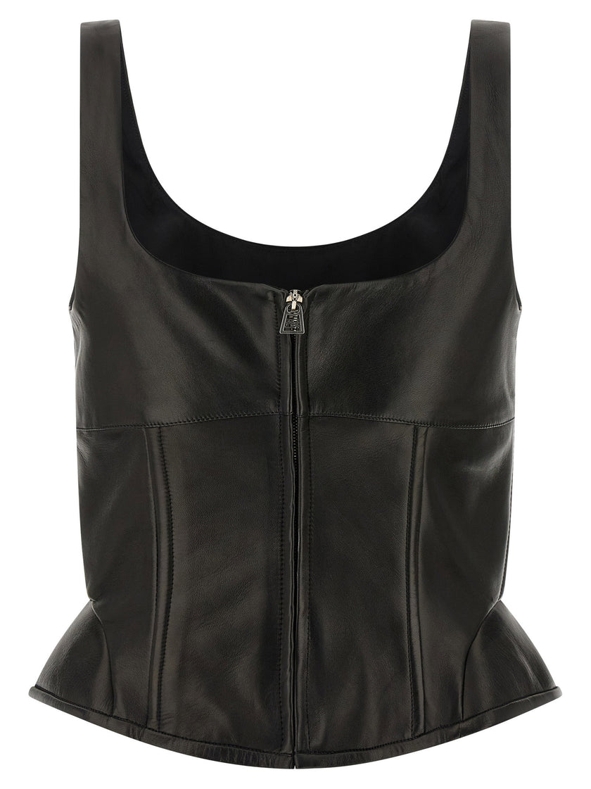 Ermanno Scervino Peplos Leather Top