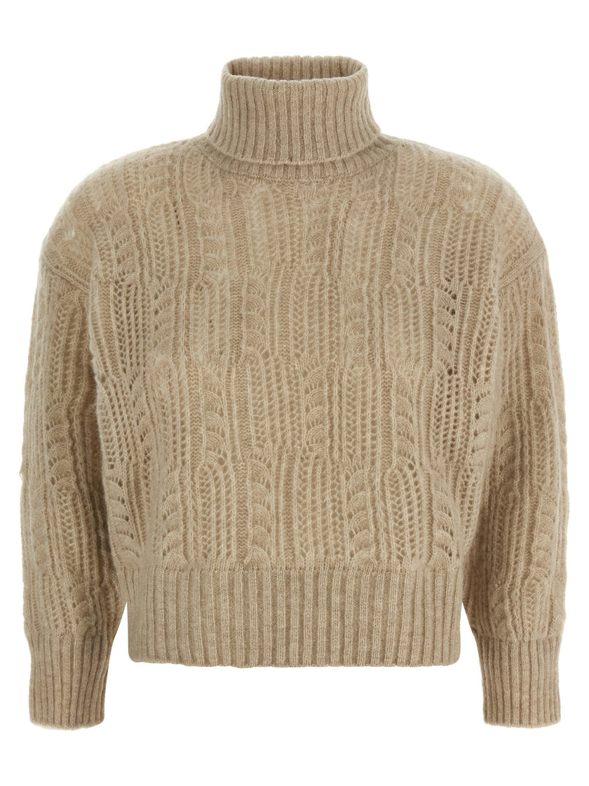 Agnona Openwork Turtleneck Sweater