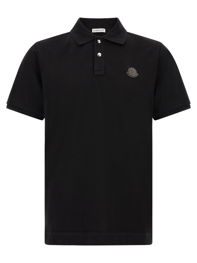 Moncler Leather Logo Patch Polo Shirt