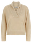 Brunello Cucinelli Shawl Neck Ribbed Sweater